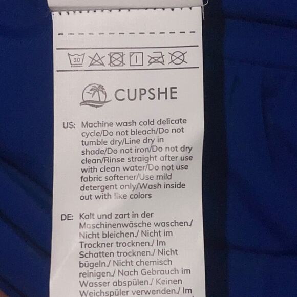 Cupshe Women’s Blue One Piece Swimsuit XL V-Neck Ruched Tummy Control Adjustable - Picture 8 of 9